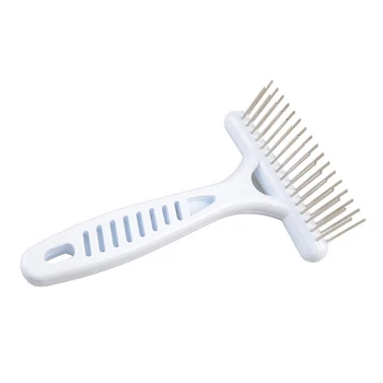

Fur Shedding Ergonomic White Dog Rake Comb Styling Cat Brush Non Slip Double Row Teeth Pet Supplies Remove Grooming Tool Home