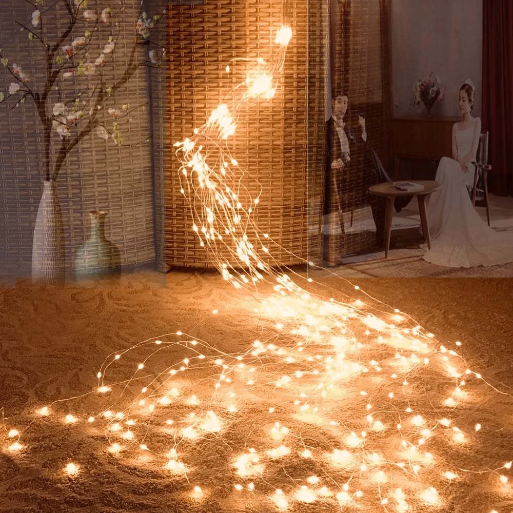 

LED Fairy Vines Copper Wire String Light 2M 5/10/15/30 Branch EU Plug 12V Starry Garland For Bar Xmas Wedding Festival DIY Decor