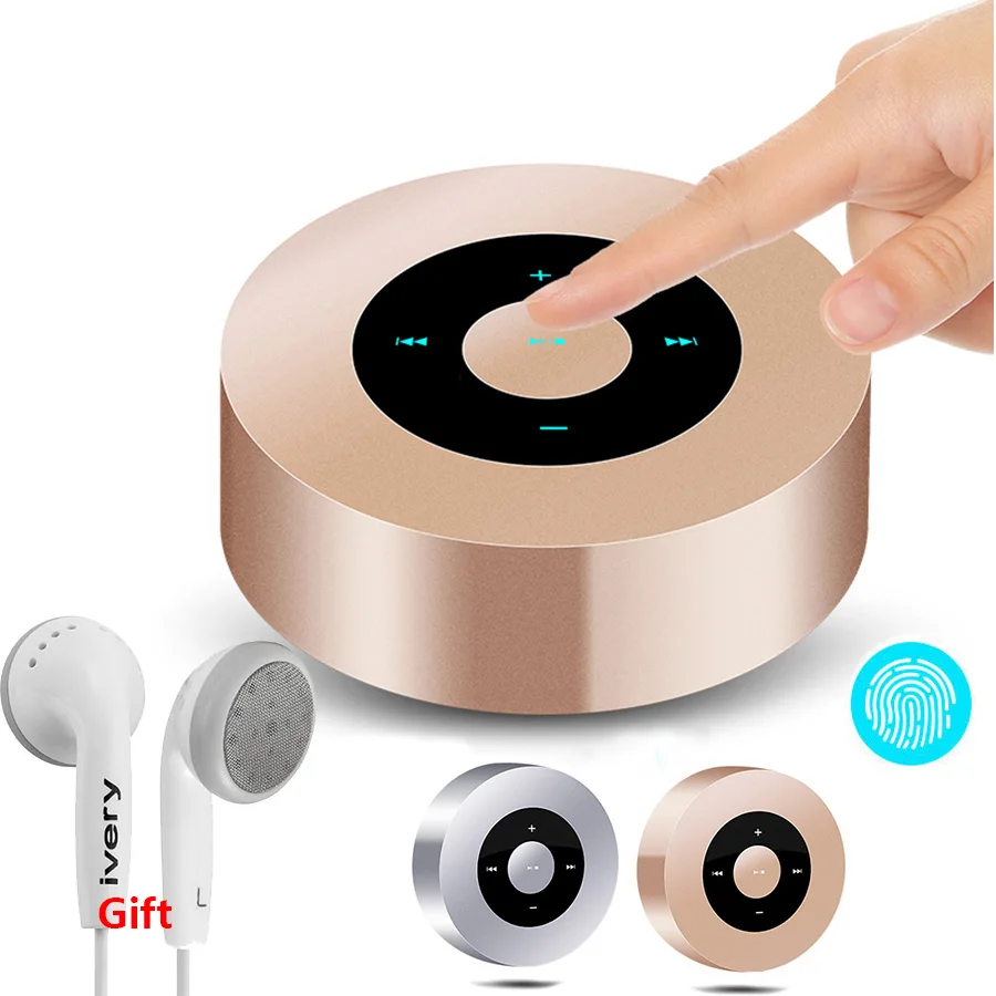 Metal Touch Screen Portable Mini Bluetooth Speaker With Microphone Handsfree Subwoofer Loudspeaker MP3 Player for Iphone Xiaomi