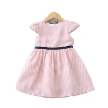 Модное Сетчатое платье в полоску для девочек; лето г.; детская одежда