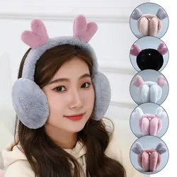 Christmas Elk Ear Warm Winter Earmuffs Female Cartoon Ear Fur Earmuffs Cold Ear Warmer Fold Ear Protection Winter Headphones