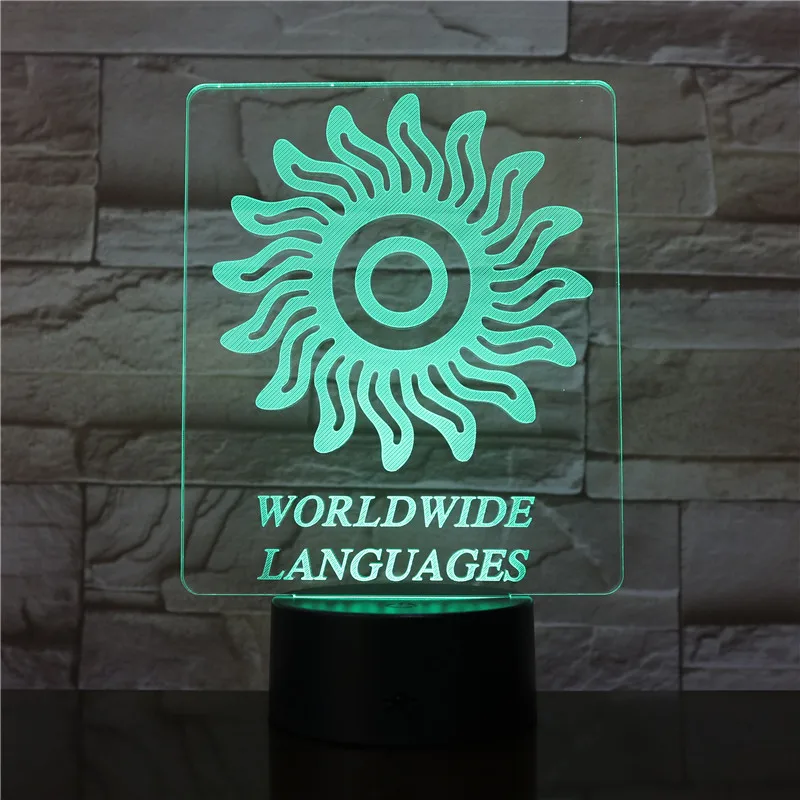 

Woldwide Lanugages 3D lamp 7 Colors Change LED Light Acrylic Touch USB Lamp Room Table Desk Night Light Kid's Friends Gift 2916