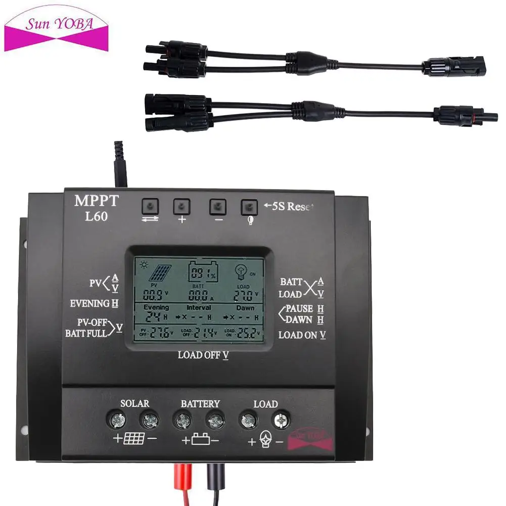 12V/24V LCD USB порт солнечная панель регулятор заряда Контроллер Разъем 60A/80A |