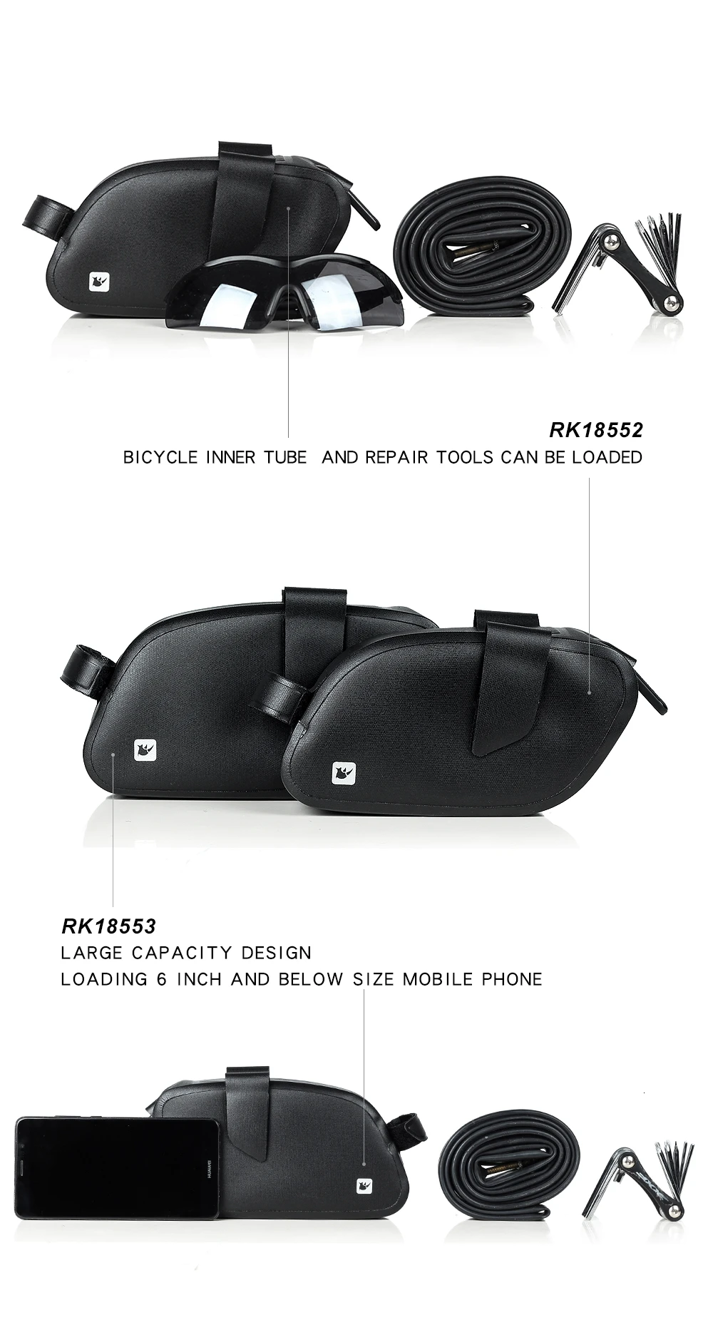 Rhinowalk Bicycle Saddle Bag Waterproof MTB Bike Rear Bag Bicycle Tools Inner Tube Storage Bag Cycling Rear Seat Tail Large Bag  (7)