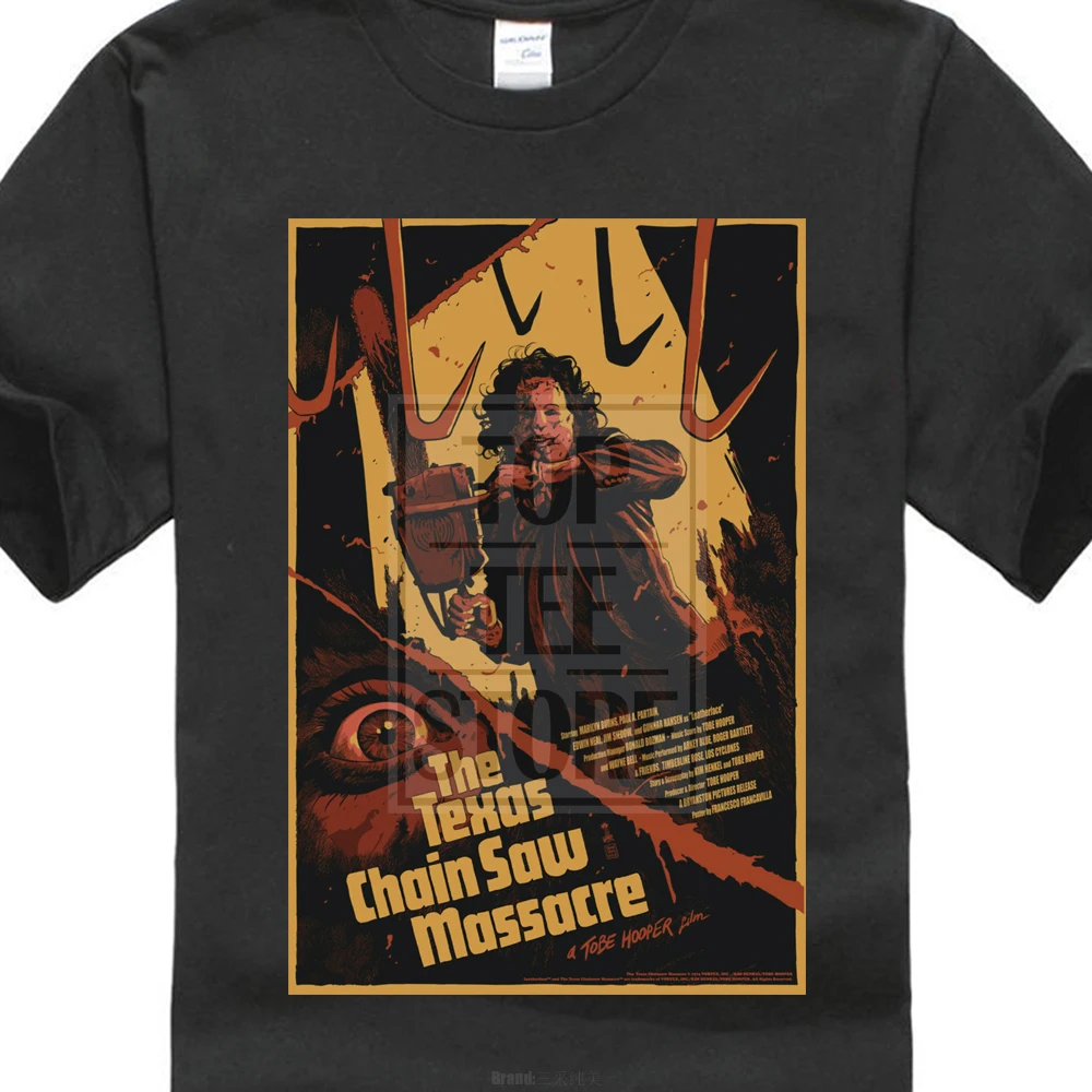 2017 Gilden T Shirt Texas Chainsaw Massacre Horror Movie Poster Design Cool Summer Tops High Quality Casual Tee 015108 | Мужская одежда