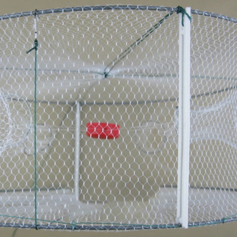 Fishing Net Folded Portable 4 Hole Automatic Fishing Shrimp Trap Fish Shrimp Minnow Crab Baits Cast Mesh Trap 33*12cm#15