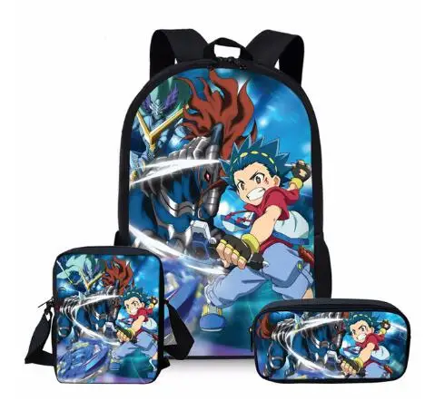 Горячая Beyblade Burst игра 3 шт. набор печатных Человек Большой Рюкзак Ортопедические школьные сумки Beyblade Burst игра школьная сумка подарки - Цвет: photo color