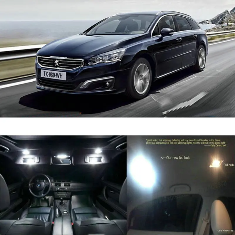  Luces interiores de coche LED para Peugeot sw room dome mapa lectura pie puerta lámpara sin error 0pc