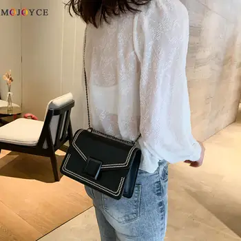 

Fashion Rivet Women Shoulder Bag PU Leather Chain Square Messenger Bags Shopping Handbag Casual PU Leather Crossbody Bag