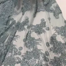 5 ярдов/партия cc002# ручная работа Бисер Блестки лучшее качество роскошная вышивка тюль сетка кружево для невесты свадебное платье