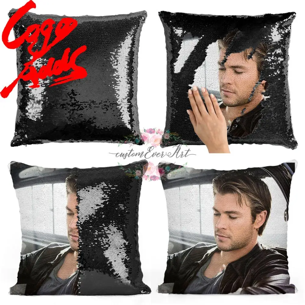 

Chris Hemsworth sequin pillow | sequin Pillowcase | Two color pillow | gift for her | gift for him | pillow | magic pillow