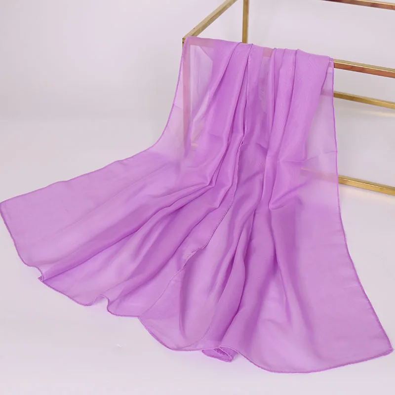 light purple Горячая Распродажа, подарок, шелковый шарф, сплошной цвет, женские шарфы, шифон, Тонкая Шаль, гажиб, много цветов, весна, лето, женский шарф, обёрточная бумага - Цвет: light purple