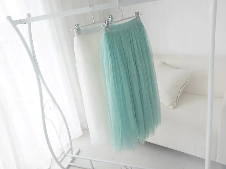Новая модная юбка из тюля женская черная серая белая юбка из тюля для взрослых эластичная плиссированная юбка миди с высокой талией Женская летняя юбка