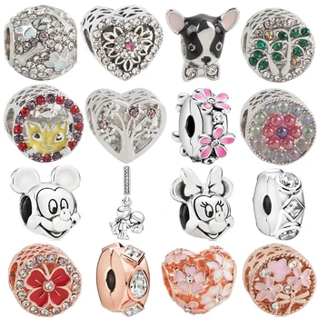 

Couqcy Clip Flower Dog Cat Tree MOM Mickey Original Charms Fit Brand Bracelet Beads Women Jewelry Making Accessories