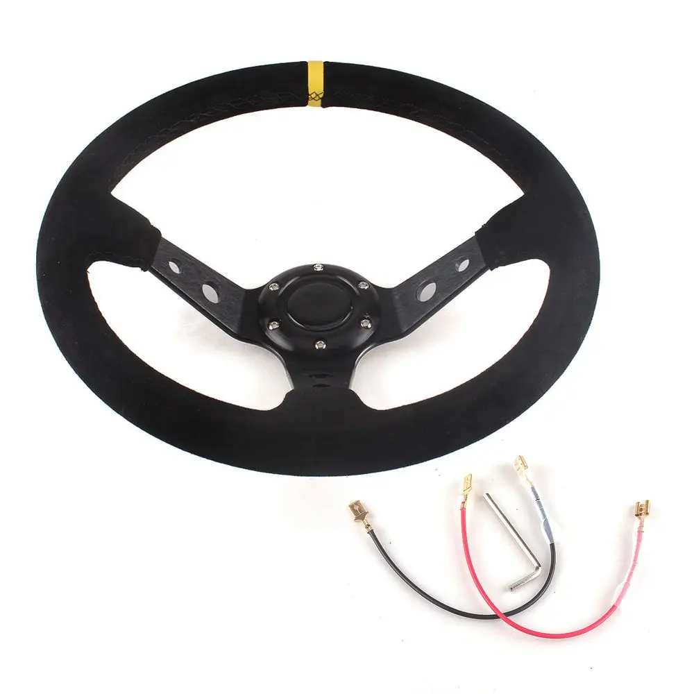 Suede Auto Racing Steering Wheels Deep Corn Drifting Sport 14inch 350mm Steering Wheel For Logitech G29 G920 Racing Game SW-1023