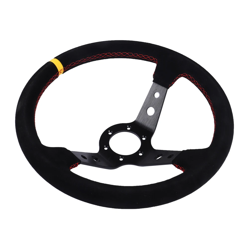 350mm Car Steering Wheel Suede Leather Deep Drift Racing Game Steering Wheel Universal