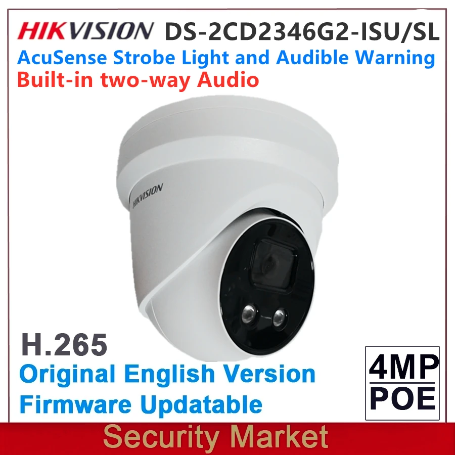 Оригинальный Hikvision с логотипом 4MP DS-2CD2346G2-ISU/SL POE ИК AcuSense мерцающий светильник и