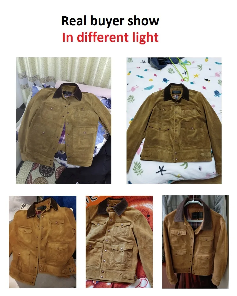 

Free shipping.plus Brand classic men genuine leather Jacket,casual style leather jackets,Vintage Cow suede coat,quality sales