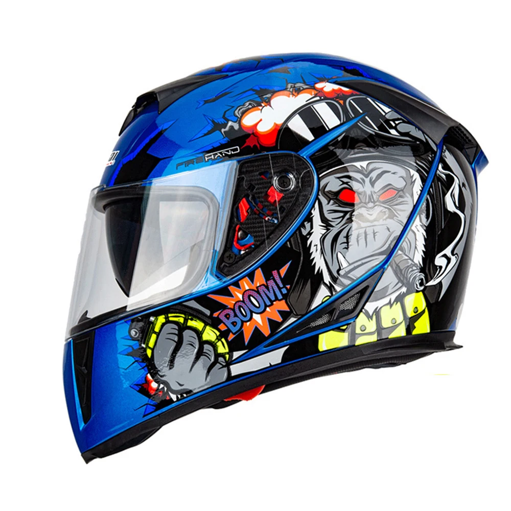 Transparent visor Мотоцикл круизер туристические шлемы Мотоцикл Скутер уличный Снег велосипед шлем полное лицо двойное зеркало Защита от солнца шлемы - Цвет: Transparent visor