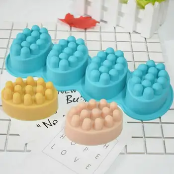 

4 Cavity 3D Handmade Soap Silicone Molds Massage Therapy Making Mould Resin Oval Bar Shape DIY Soap Crafts Soaps E5L3