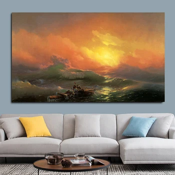 

Russian Famous Painting On The Wall The Ninth Wave Wall Art Canvas By Ivan Aivazovsky Classical Seascape Picture For Living Room