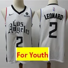 Молодежный сезон, Мужская трикотажная одежда для детей с изображением Вильямса Лос-Анжелеса#13 Пола Джорджа#2 Kawhi Leonard Kids Stitch