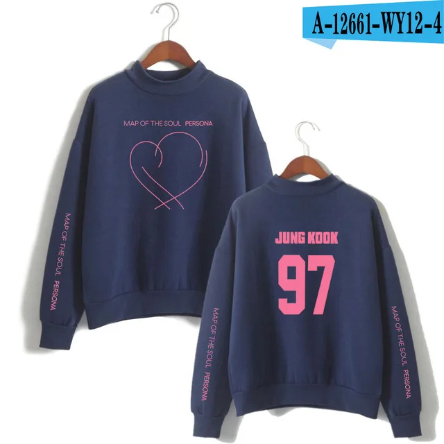 16 JIMIN J-HOPE JUNG KOOK SUGA водолазка толстовки с принтом альбом карта душа Persona Женские Модные водолазки-толстовки - Цвет: 16