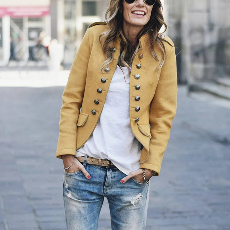 

Hot Sale 2019 Chic Women Blazer Long Sleeve Double Breasted Slim Coat Women 2019 Autumn Winter Ladies Tops Blazer feminino