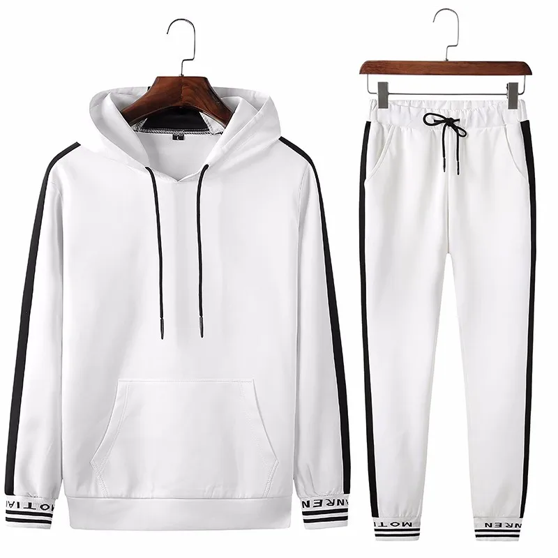 

Men Sets Tracksuit Spring Autumn Hooded Sweatshirt Drawstring Sportswear New Male Suit Pullover Two Piece Set Casual Clothing