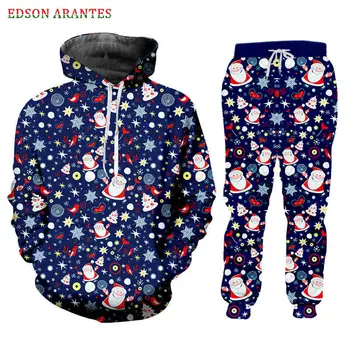 

New Christmas Men's Sets Xmas 3d All Over Print Hoodies+Pants 2 Piece Sets Unisex Zipper Jackets Tee Tank Sportsuit Custom S-7XL