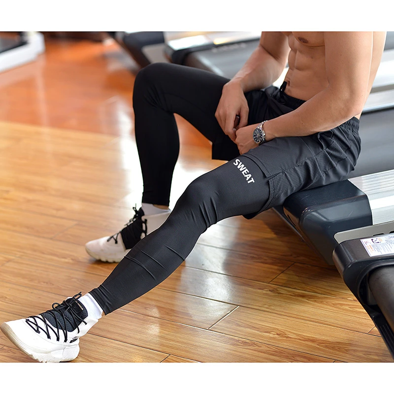 Pantalones cortos de baloncesto y fútbol para hombre, shorts deportivos 2 en 1 correr, entrenamiento de Fitness, pantalones cortos de secado rápido para gimnasio, pantalones largos ajustados para gimnasio|Pantalones de correr| -