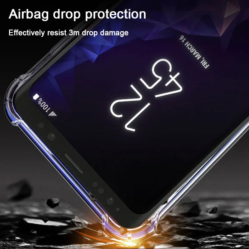 Силиконовый ударопрочный чехол для samsung Galaxy S9 S8 S10 Plus Note 8 9 Прозрачная крышка A50 A40 A30 A20 A10 A60 A70 A80 A90 чехол