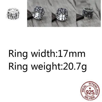

A82-1 925 sterling silver ring personality punk style jewelry cross inlaid stone ring retro couple models 2020 new hot