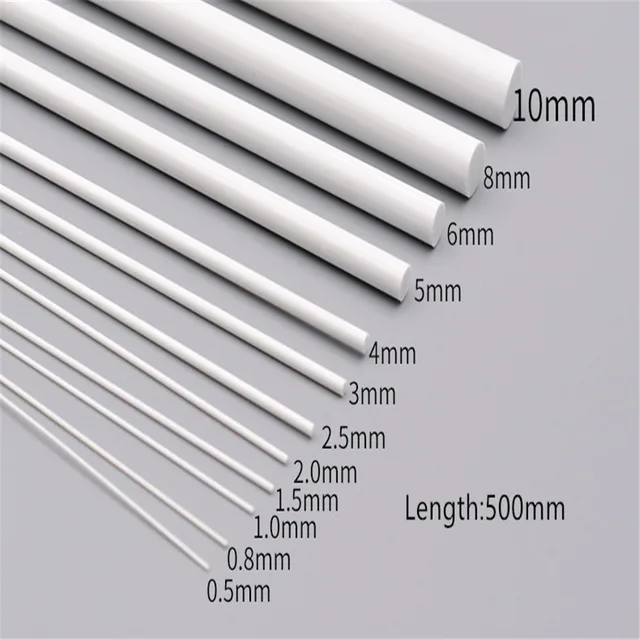 0.5-10mm White Round Stick ABS Plastic Model Toy Length 50cm Sand Table DIY Diorama Landscape Architecture Trains 2