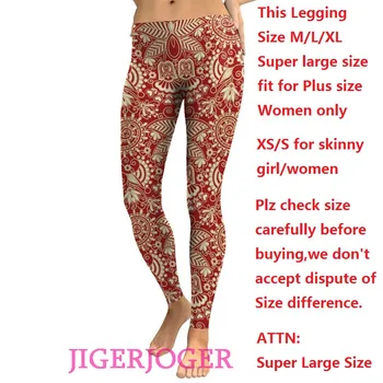 

JIGERJOGER 2018 Women's gym Red Russian folk Mandala Leggings Plus size XL Athletic Yoga Leggings swimming fitness workout pants