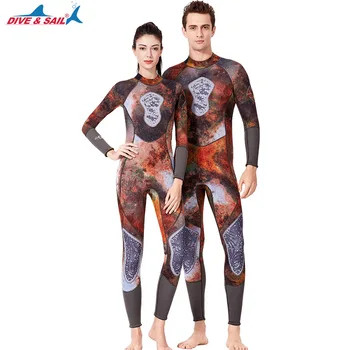 

One Piece Men Women Wetsuit Long Sleeve 3MM Neoprene Full Body Diving Suit with Camouflage Pattern Spearfishing Diving Wet Suits