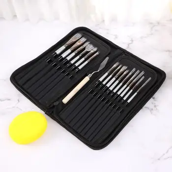 

15pcs Nylon Hair Artist Paint Brushes Set Sponge with Storage Case Watercolors Acrylic Palette Knife Oil Painting Art Supplies