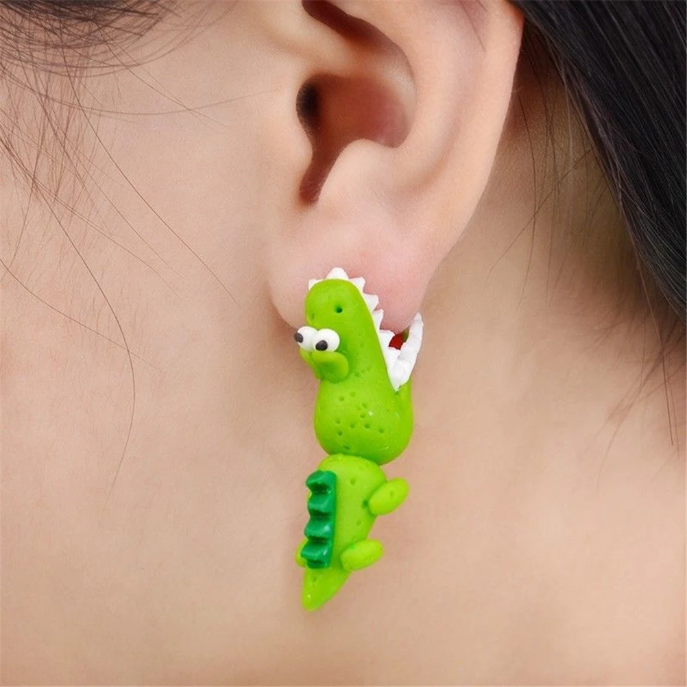 1 pair Handmade Polymer Clay Crocodile Dinosaur Stud Earring For Women Animal Earrings Jewelry Fashion Girl Earring