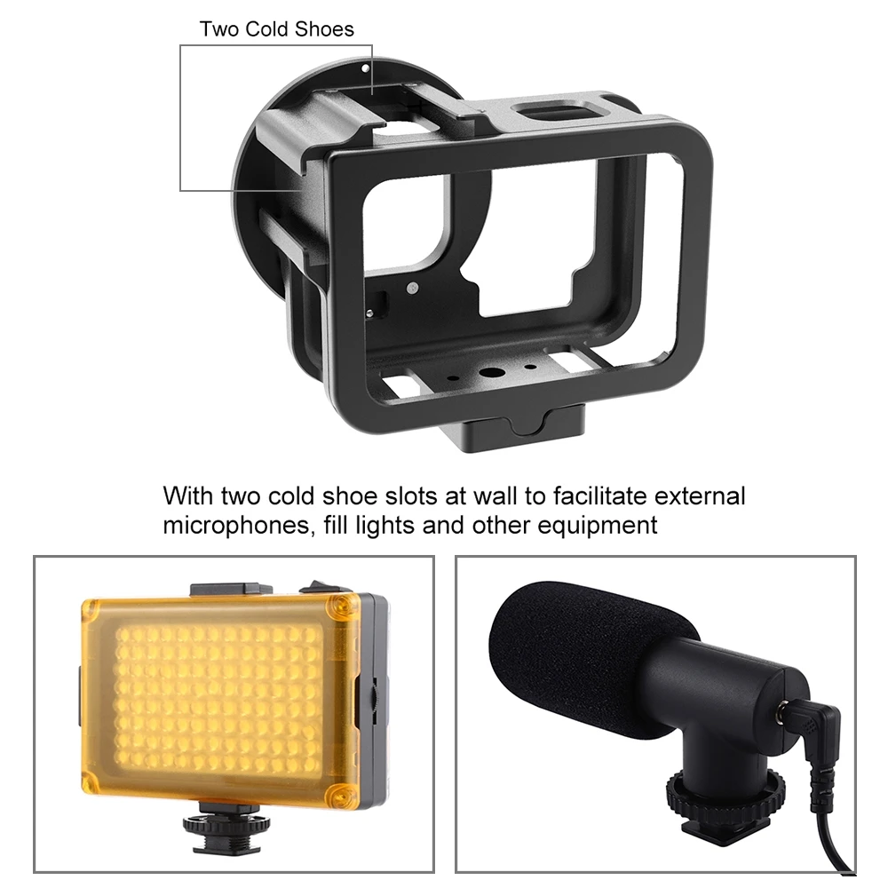 Case para Gopro Escudo da Liga de Alumínio Protetora para Gopro Puluz Câmera Habitação Hero Preto Case Gaiola Acessórios 9 - Image 5