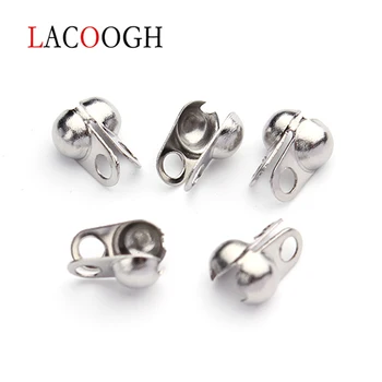 

50pcs/lot 1.5/2.0/3.2mm Stainless Steel Crimp Beads Ball Chain Connector Clasp DIY Necklace Bracelets Jewelry Making Accessories