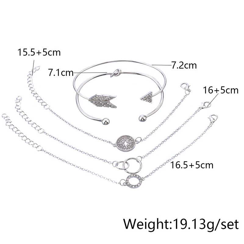 Классические наборы браслетов с шармами 5 шт./компл. диск Круглый Компас стрела