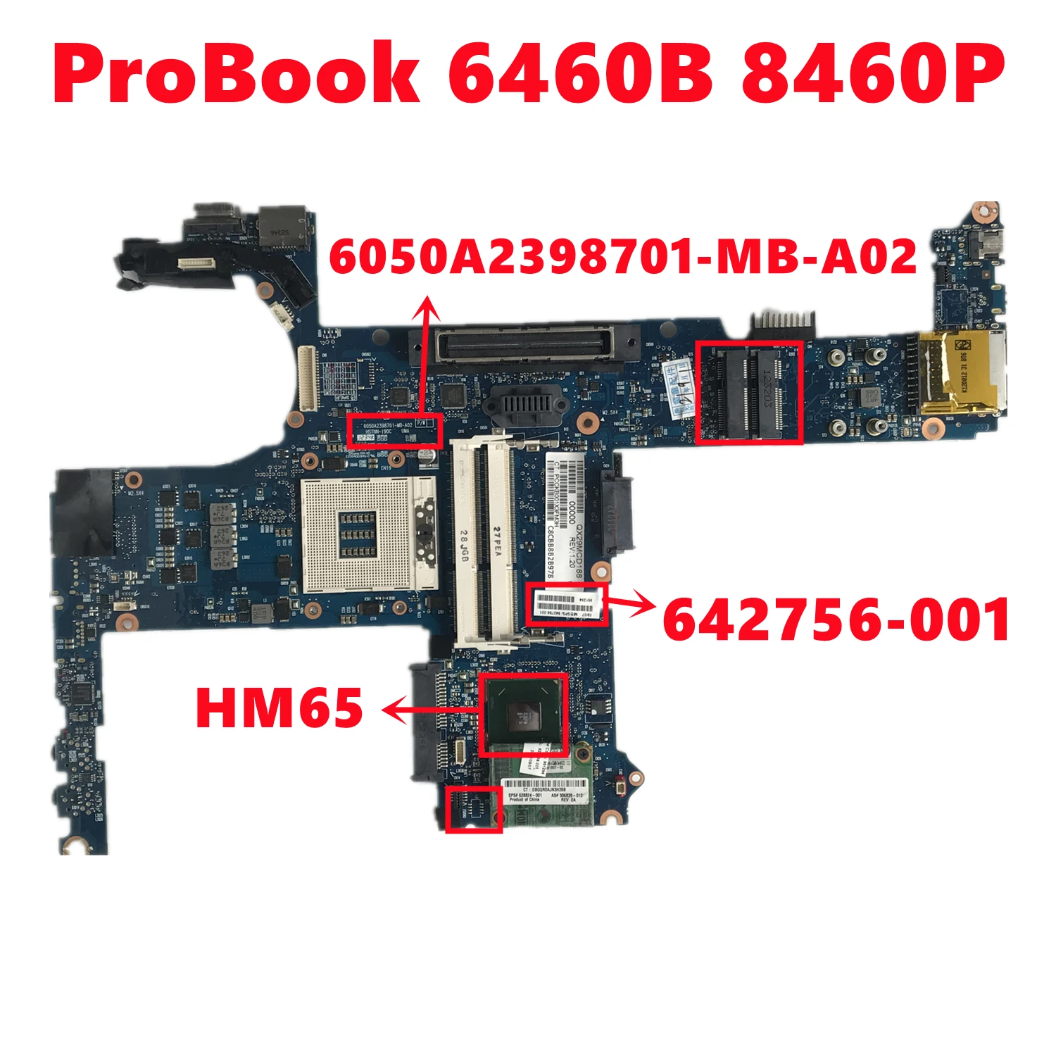 642756-001 642756-501 642756-601 для HP ProBook 6460B 8460P материнская плата ноутбука 6050A2398701-MB-A02 HM65 DDR3 100%