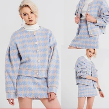 Women's autumn two towel boots long sleeve sweater and mini skirt waist elastic stripe suit