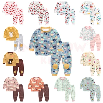 

INPEPNOW Kids Pajamas Sets Girls Cartoon Sleepwear Boys Cotton Long Sleeve Nightdress Baby Pyjamas Pattern Children's Pajamas