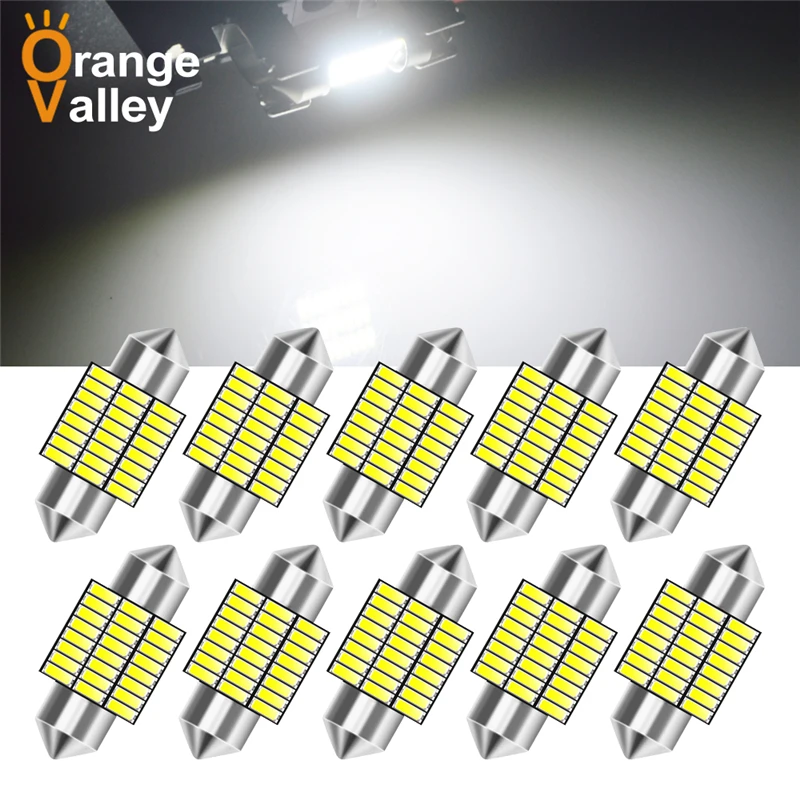 10Pcs Festoon c5w LED 31 36 39 41 mm 24 30 led bulb 4014 SMD reading lamp car Interior Light DC 12V | Автомобили и мотоциклы