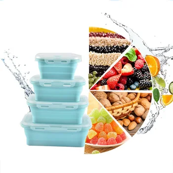 

Silicone Folding Lunch Box Portable Collapsible Food Storage Container Lunchbox BPA Free Microwavable Picnic Kitchen Outdoor Box