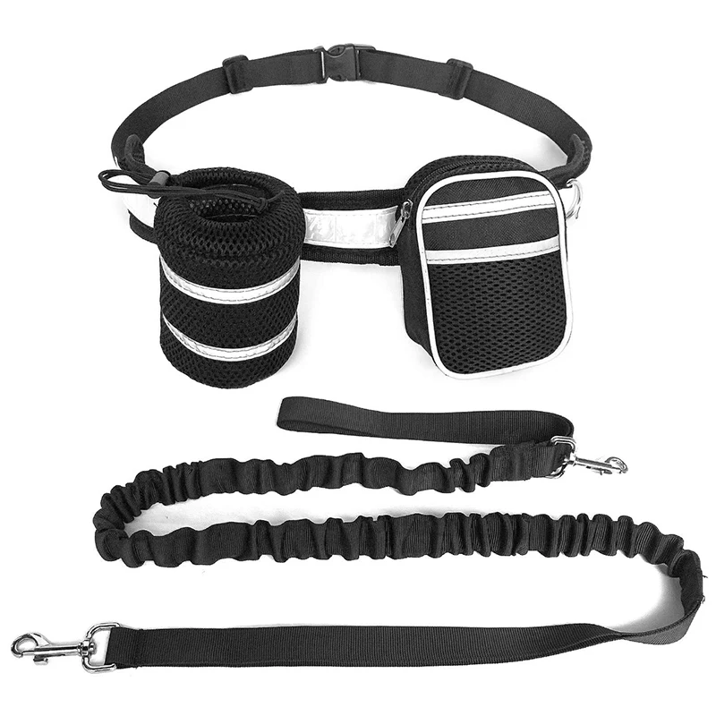 Hands-Free поводок для собак, подходит для бега, прогулок, пеших прогулок, прочный амортизирующий резиновый поводок-светоотражающий поясной поводок, 6 Fe - Цвет: Black