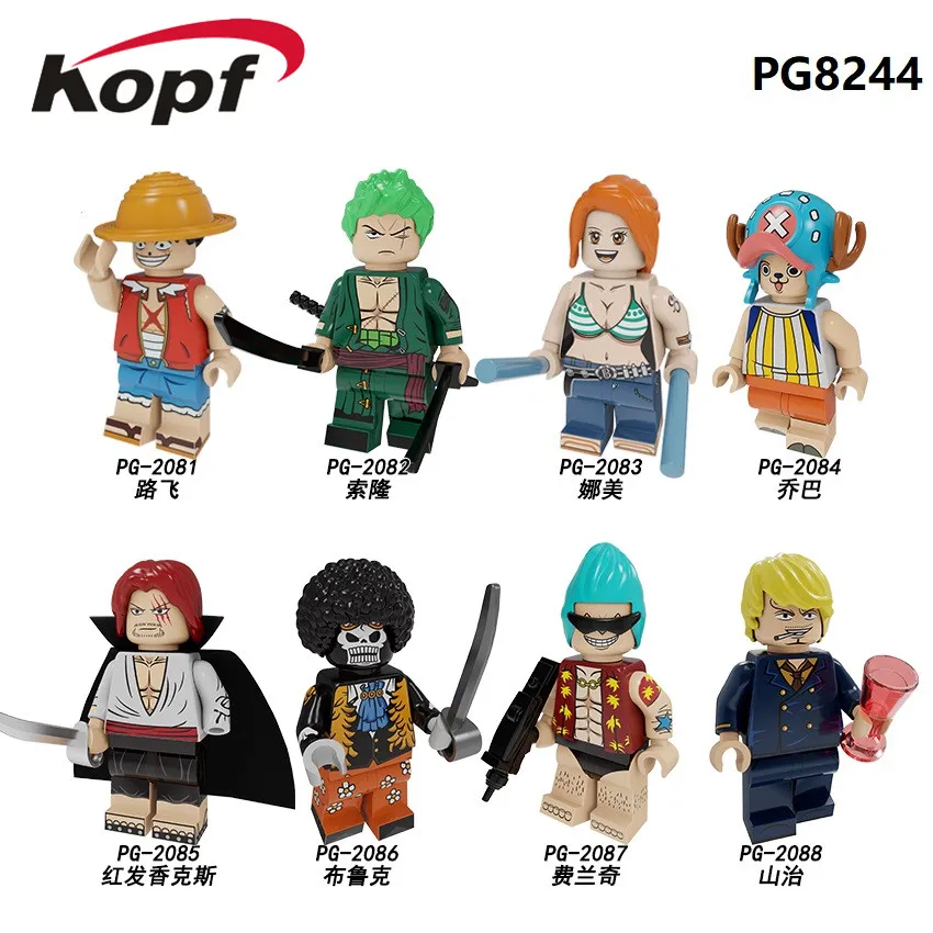

20Pcs Building Blocks One Piece Bricks Luffy Zoro Chopper Shanks Vinsmoke Sanji Franky Figures For Children Toys PG8244