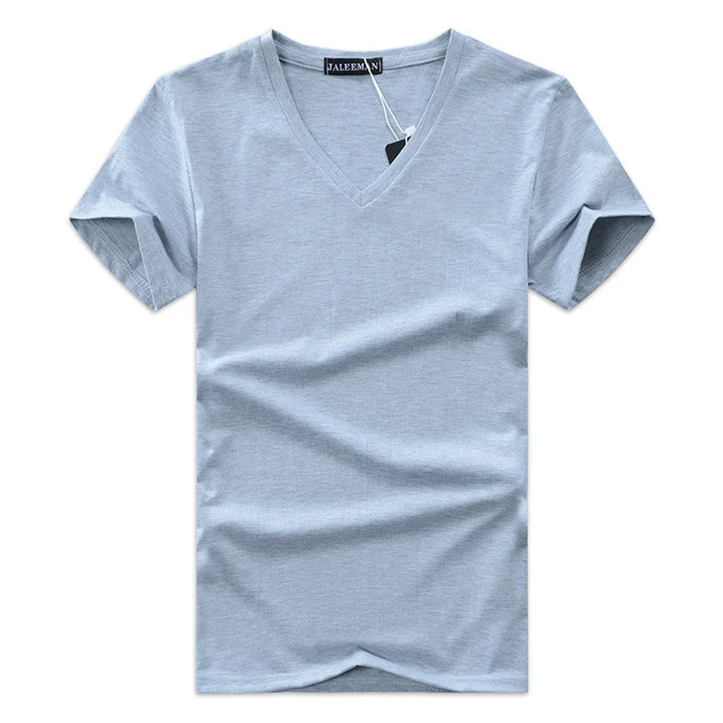 Лето,, Мужская футболка с v-образным вырезом, хлопковые топы с короткими рукавами, высококачественные повседневные мужские обтягивающие классические брендовые футболки