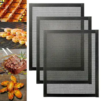 

1 PCS Grill Mat BBQ Grill Mesh Mat Non-Stick Cooking Sheet Liner With Side